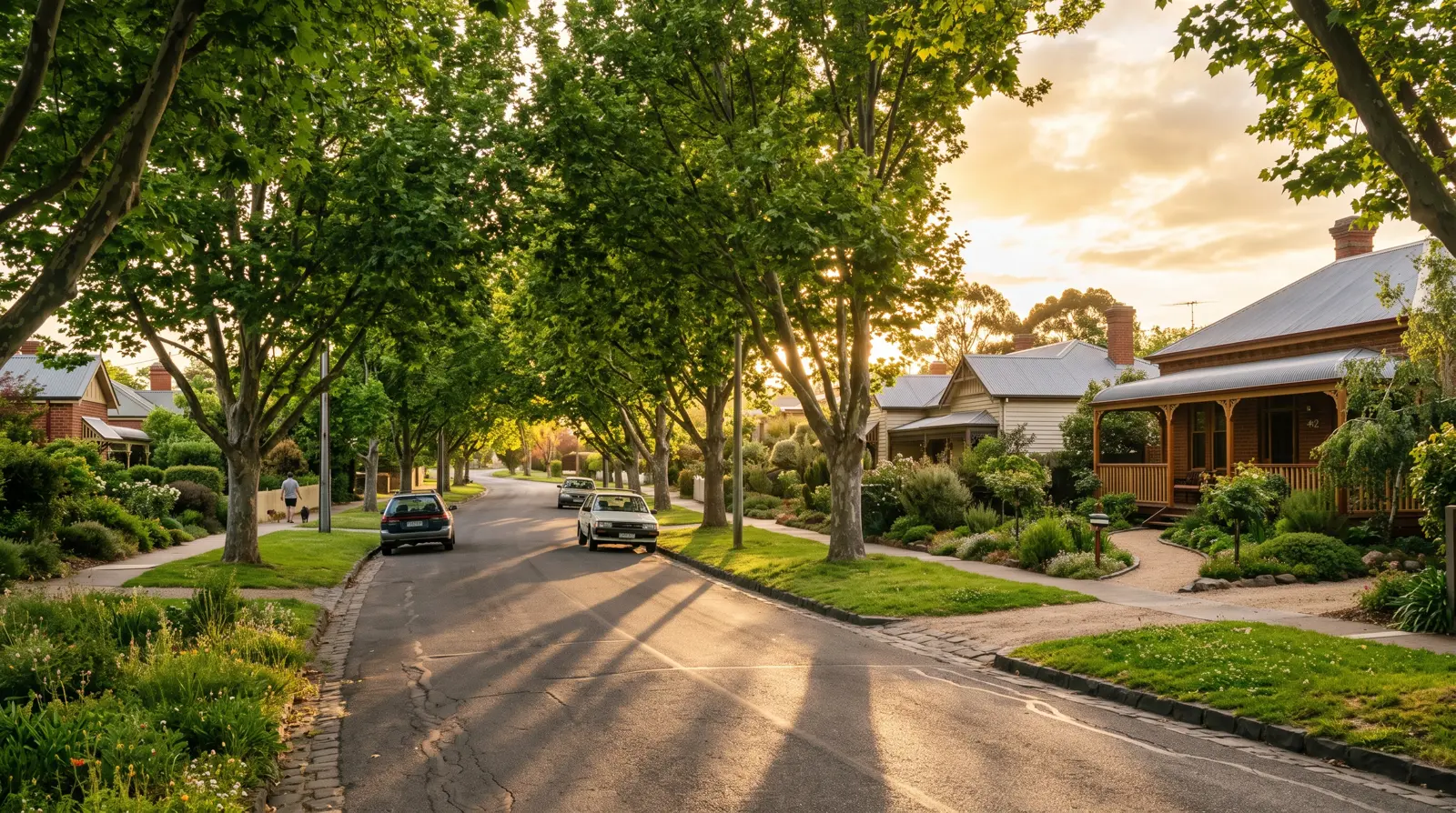 Bacchus Marsh street at golden hour